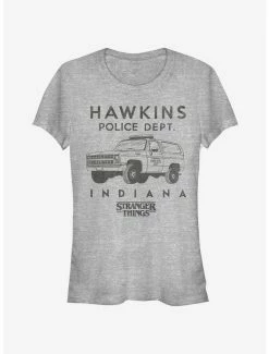 Cheap 🔔 Stranger Things Hawkins Police Auto 👧 Girls T-Shirt ⌛