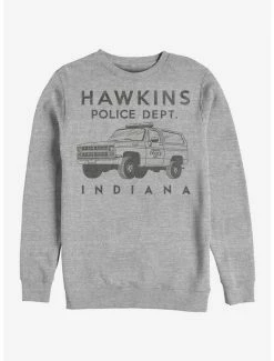 Promo 🥰 Stranger Things Hawkins Police Auto Crew Sweatshirt 🔔