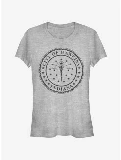 Outlet 😍 Stranger Things Hawkins City Seal 👧 Girls T-Shirt 🔥