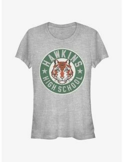 Best Pirce ✨ Stranger Things Hawkins High Tiger Emblem 👧 Girls T-Shirt 😀