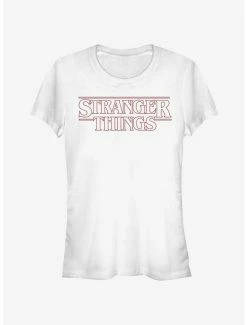 Best Pirce 💯 Stranger Things Stranger Red Outline Logo 👧 Girls T-Shirt 💯