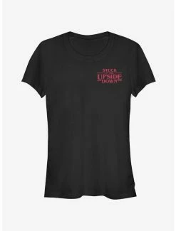 Discount 🛒 Stranger Things Upside Down Pocket 👧 Girls T-Shirt 🎉