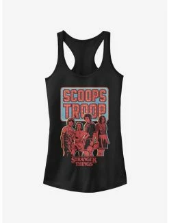 Coupon ⭐ Stranger Things Scoops Troop In Red 👧 Girls Tank Top 😍