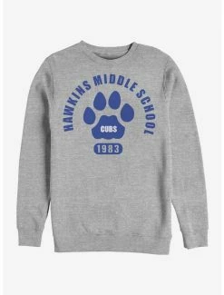 Wholesale ❤️ Stranger Things Hawkins Cubs Paw Emblem Crew Sweatshirt ✔️