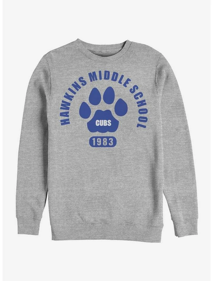 Wholesale ❤️ Stranger Things Hawkins Cubs Paw Emblem Crew Sweatshirt ✔️ 1 Wholesale ❤️ Stranger Things Hawkins Cubs Paw Emblem Crew Sweatshirt ✔️