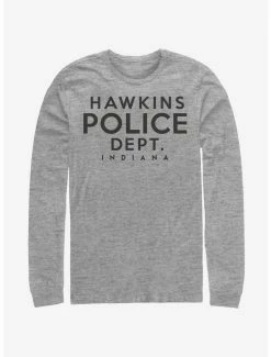 Promo 🥰 Stranger Things Hawkins Police Department Long-Sleeve T-Shirt 🧨