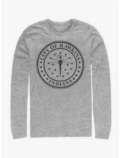 Discount ✨ Stranger Things Hawkins City Seal Long-Sleeve T-Shirt ✔️