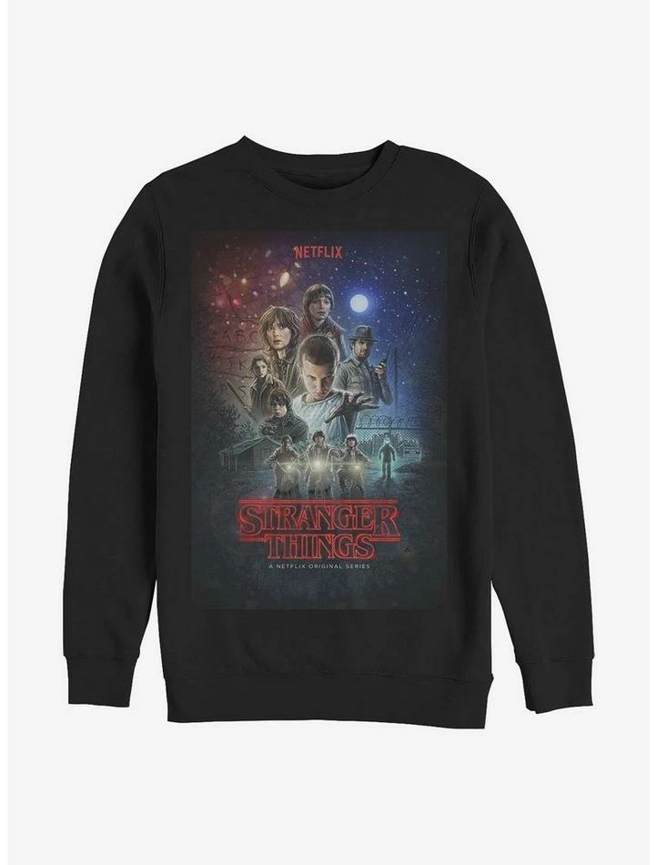 New 🛒 Stranger Things Classic Illustrated Poster Crew Sweatshirt 💯 1 New 🛒 Stranger Things Classic Illustrated Poster Crew Sweatshirt 💯