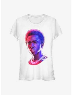 Brand new ⌛ Stranger Things Lucas Neon Face 👧 Girls T-Shirt 👏