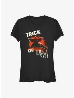 Hot Sale 🎁 Stranger Things Demogorgon Pumpkin Trick Or Treat 👧 Girls T-Shirt ✔️