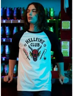 Stranger Things Sales Shop 12 Best deal 👏 Our Universe Stranger Things Hellfire Club Raglan T-Shirt 🔥