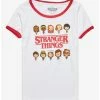 Buy 🌟 Stranger Things Chibi Characters 👧 Girls Ringer T-Shirt 🔥