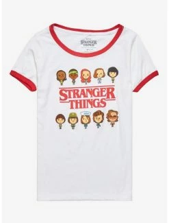 Buy 🌟 Stranger Things Chibi Characters 👧 Girls Ringer T-Shirt 🔥