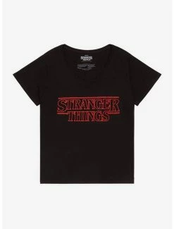 Cheapest 🤩 Stranger Things Red Logo 👧 Girls T-Shirt Plus Size ⌛