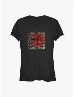 Outlet ✨ Stranger Things Demogorgon Text Stack 👧 Girls T-Shirt 😉