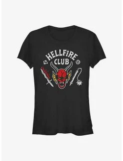 Buy 💯 Stranger Things Hellfire Club Logo 👧 Girls T-Shirt 🤩