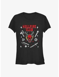 Deals ⭐ Stranger Things Hellfire Club 👧 Girls T-Shirt 👍
