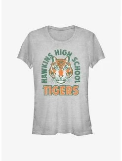 New 🔔 Stranger Things Hawkins High School Tigers Arch 👧 Girls T-Shirt ✔️
