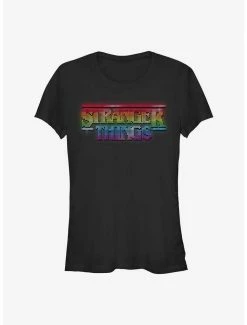 Flash Sale 👏 Stranger Things Dotted Rainbow Logo 👧 Girls T-Shirt 🤩
