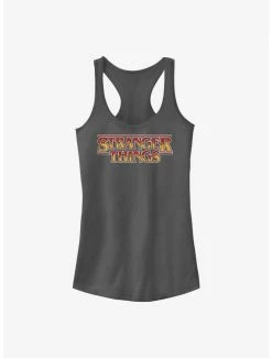 Cheap 🥰 Stranger Things Inlay Flames Logo 👧 Girls Tank ✨