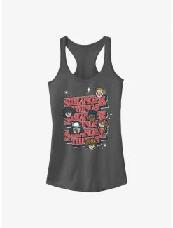 Discount ❤️ Stranger Things Toon Character Text Stack 👧 Girls Tank 🛒