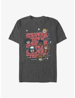 Cheapest 🧨 Stranger Things Toon Character Text Stack T-Shirt ❤️