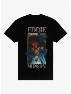 Budget 🔔 Stranger Things Eddie Munson Photo Collage Boyfriend Fit 👧 Girls T-Shirt 😍