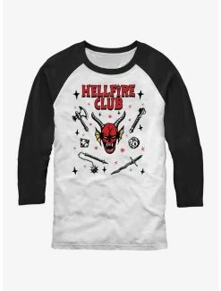 Cheapest ⌛ Stranger Things Hellfire Club Raglan T-Shirt 🛒