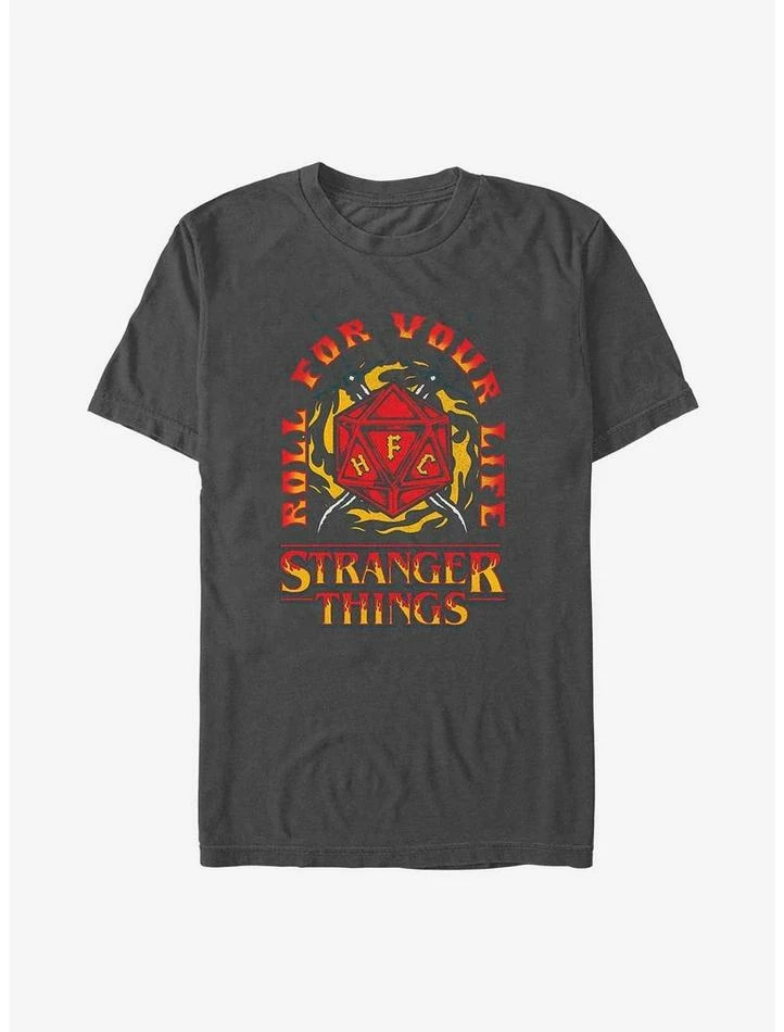 Outlet 🌟 Stranger Things Fire and Dice T-Shirt 😉 1 Outlet 🌟 Stranger Things Fire and Dice T-Shirt 😉
