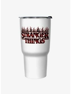 Cheap ✔️ Stranger Things Flame Logo Travel Mug 🌟