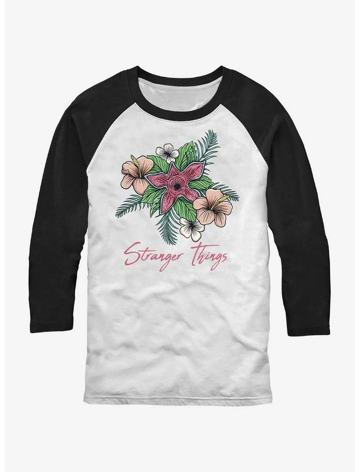 Hot Sale 👍 Stranger Things Floral Things Raglan T-Shirt ⭐ 1 Hot Sale 👍 Stranger Things Floral Things Raglan T-Shirt ⭐