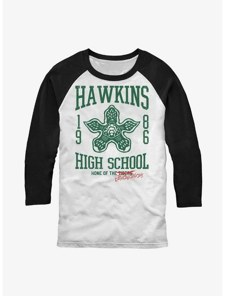 Cheap β€οΈ Stranger Things Hawkins High Demogorgons Raglan T-Shirt π 1 Cheap β€οΈ Stranger Things Hawkins High Demogorgons Raglan T-Shirt π