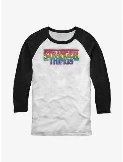 Promo 🎉 Stranger Things Rainbow Logo Raglan T-Shirt 🔥