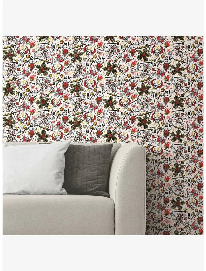 New ⌛ Stranger Things Hellfire Club Red Peel & Stick Wallpaper ❤️ 4 New ⌛ Stranger Things Hellfire Club Red Peel & Stick Wallpaper ❤️ - Image 4