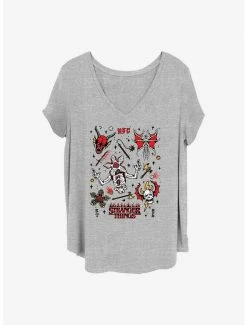 Best Sale 🌟 Stranger Things Hellfire Club Doodles 👧 Girls T-Shirt Plus Size 💯