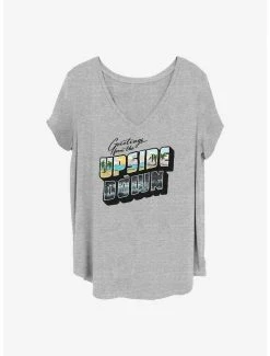 Discount ✨ Stranger Things Upside Down Postcard 👧 Girls T-Shirt Plus Size 🛒