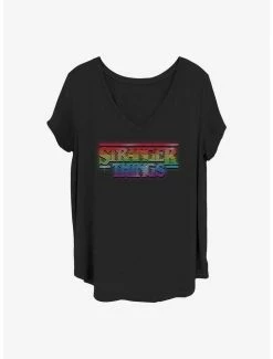 Promo 🥰 Stranger Things Rainbow Logo 👧 Girls T-Shirt Plus Size 😀