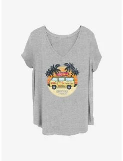 New 🛒 Stranger Things Surfer Boy Sunset 👧 Girls T-Shirt Plus Size 🧨