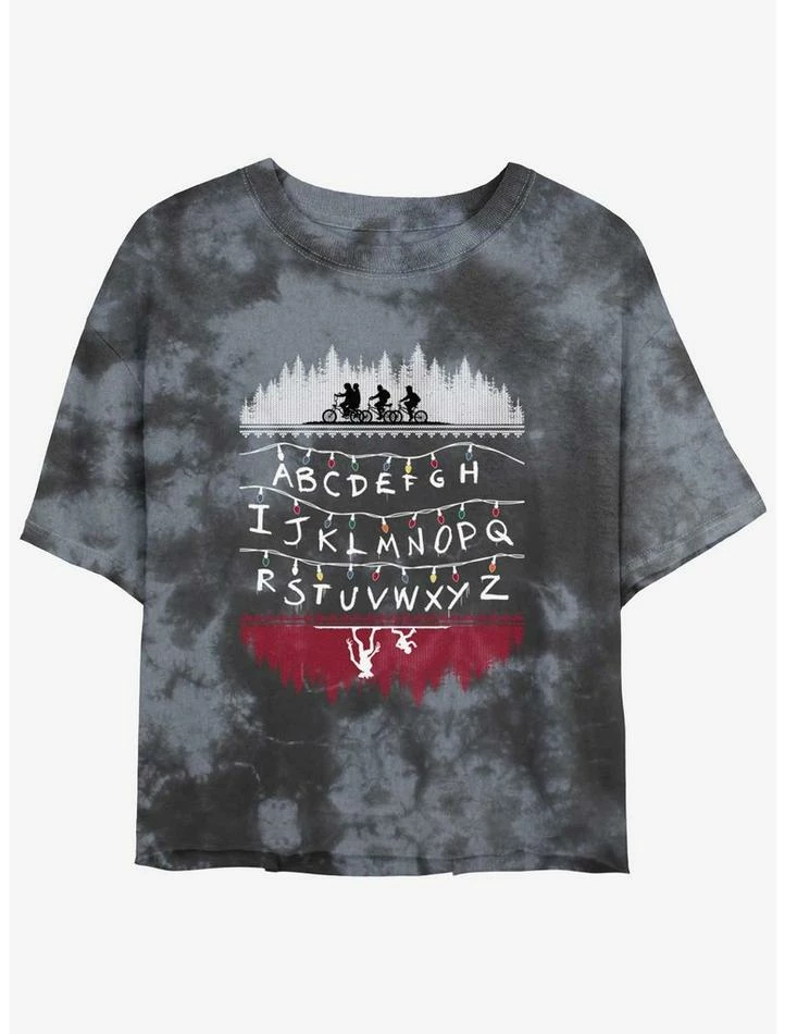 New π₯° Stranger Things Alphabet Lights Mineral Wash Crop π§ Girls T-Shirt β 1 New π₯° Stranger Things Alphabet Lights Mineral Wash Crop π§ Girls T-Shirt β