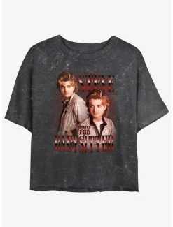 Promo 🔥 Stranger Things Steve The Babysitter Mineral Wash Crop 👧 Girls T-Shirt 👍