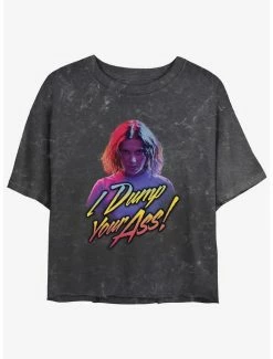 New 👏 Stranger Things I Dump You Mineral Wash Crop 👧 Girls T-Shirt 🔥