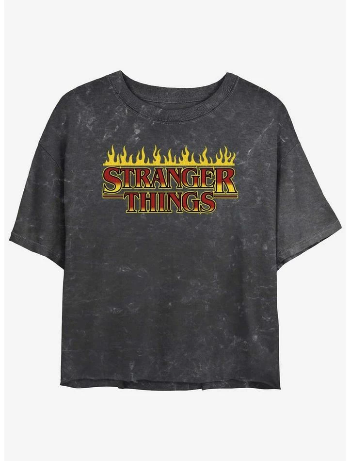 Budget โจ Stranger Things Flaming Logo Mineral Wash Crop ๐ง Girls T-Shirt ๐คฉ 1 Budget โจ Stranger Things Flaming Logo Mineral Wash Crop ๐ง Girls T-Shirt ๐คฉ