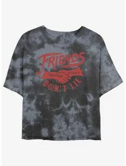 Top 10 😍 Stranger Things Friends Don't Lie Mineral Wash Crop 👧 Girls T-Shirt 😉