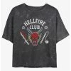 Best Sale 😉 Stranger Things Hellfire Club Mineral Wash Crop 👧 Girls T-Shirt 🌟