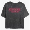 Budget 🔥 Stranger Things Logo Mineral Wash Crop 👧 Girls T-Shirt ✔️