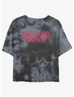 Buy 🧨 Stranger Things Logo Mineral Wash Crop 👧 Girls T-Shirt ⭐