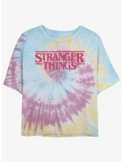 Deals 😉 Stranger Things Logo Tie-Dye Crop 👧 Girls T-Shirt ❤️