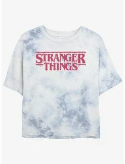 Cheap 🔥 Stranger Things Logo Mineral Wash Crop 👧 Girls T-Shirt 🥰
