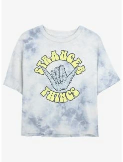 Deals 👏 Stranger Things Rad Things Mineral Wash Crop 👧 Girls T-Shirt 🔥