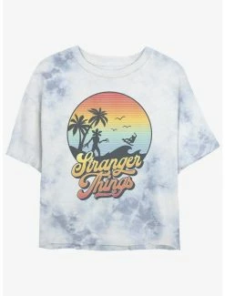 Coupon ❤️ Stranger Things Retro Sun Mineral Wash Crop 👧 Girls T-Shirt 👍